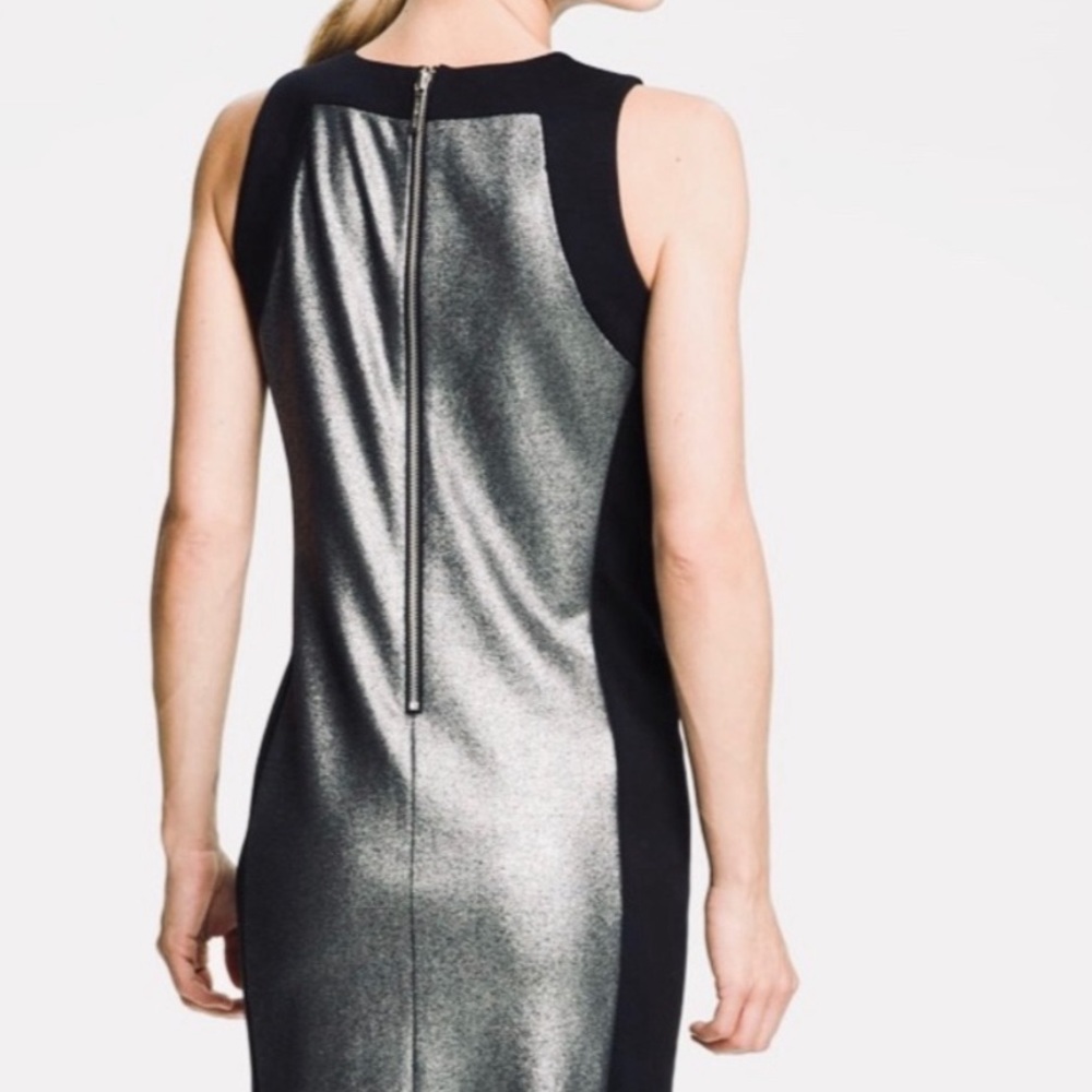 Michael Kors Metallic Panel Sheath Dress.
